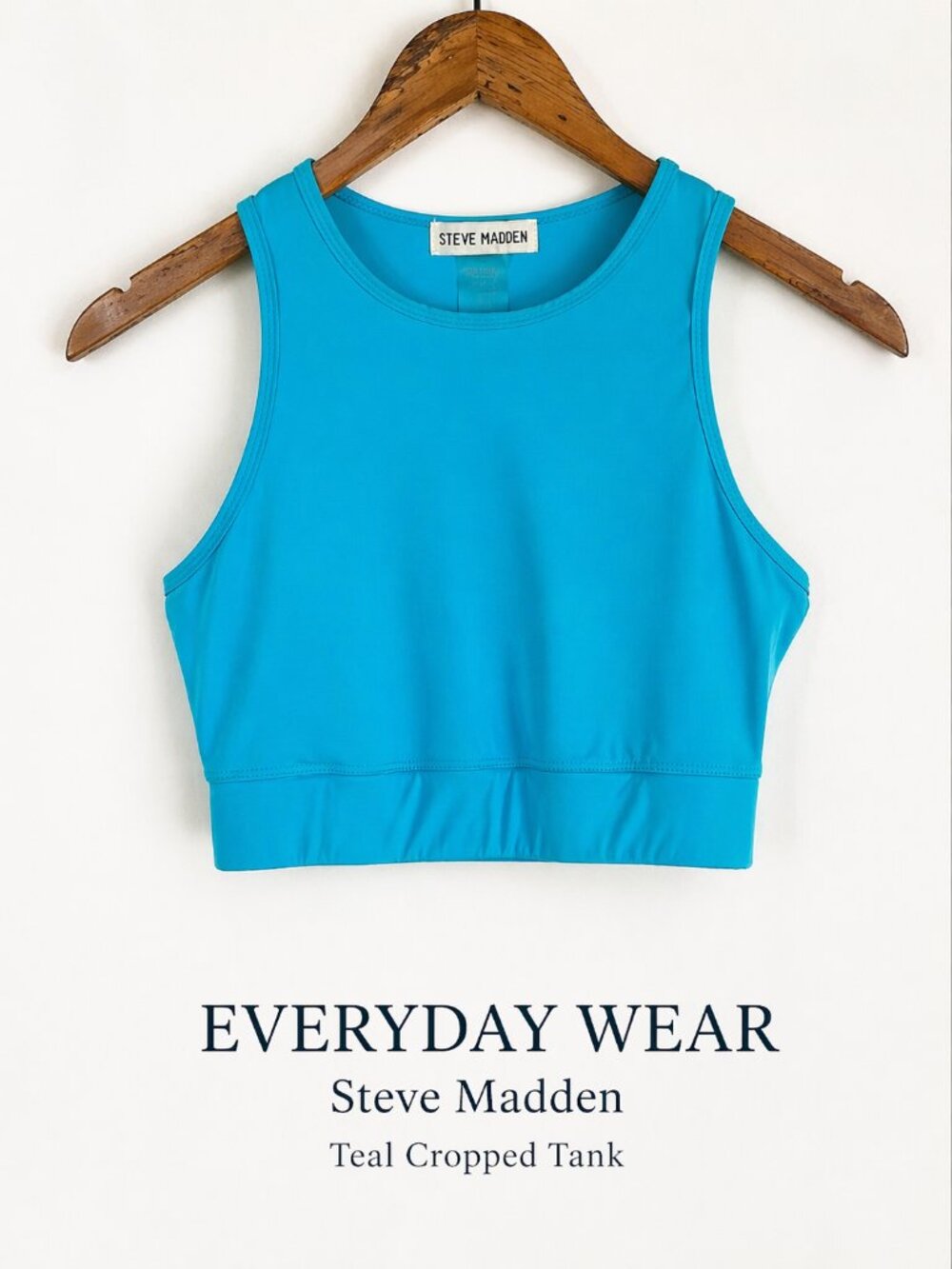Steve Madden Teal Cropped Tank Athletic Nylon Spandex Top S